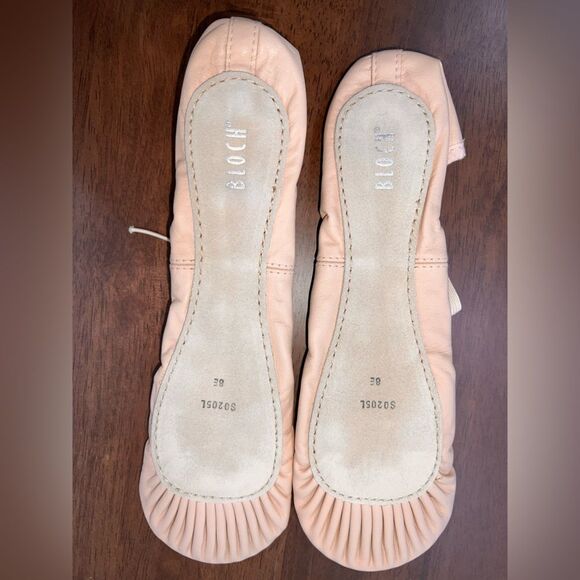 Bloch Dansoft Leather Ballet Shoes Full Sole Elastic Top Pink Women’s Sz 8E New - Picture 3 of 5